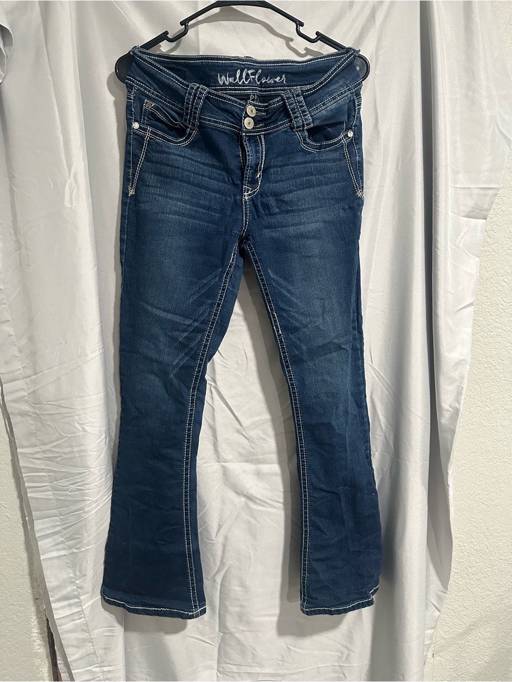 Wallflower Dark Blue Flare Jeans with Contrast Stitching
